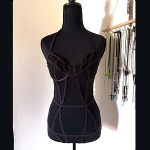 Black and Red Strappy Bodysuit